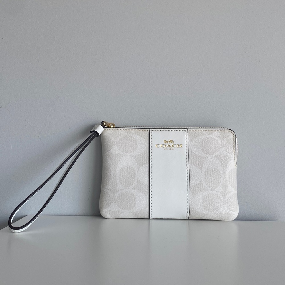 COACH white wristlet